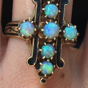 LIMITED TIME 3,999 14 Karat Gold Opal Art Deco Cluster RARE Ring Vintage